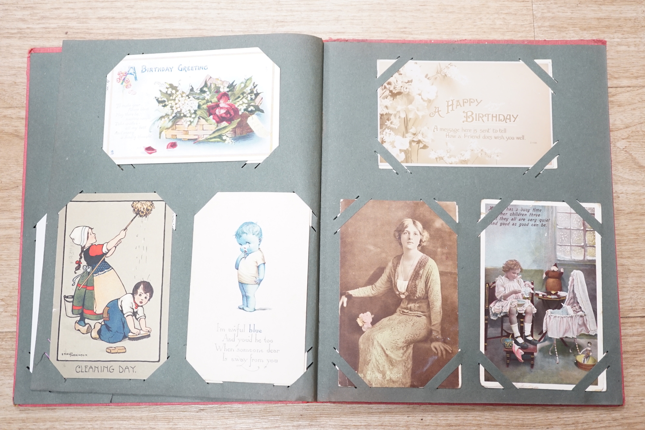 Two postcard albums and four photo albums, one dated 1918-19